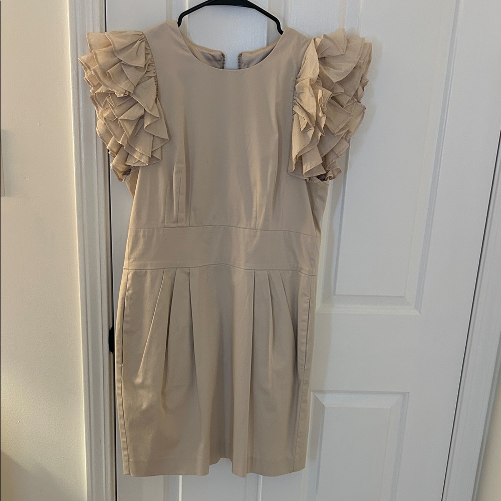 French Connection Cream Kids Dress with Ruffle Sleeves